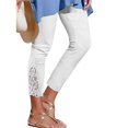 thumbnail image 3 of Cropped Pants Women Summer Casual Capri Leggings Floral Print Stretchy Knee Length Capris Lounge Travel Pants Yoga Pants Slim Fit, White&XXL, 3 of 7