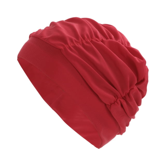Gorros de natación de estilo plisado transpirable 1 Pc Rojo