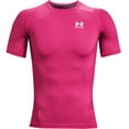 thumbnail image 5 of Under Armour Mens Armour Heatgear Compression Short-Sleeve T-shirt , Tropic Pink 654/White , Large, 5 of 6