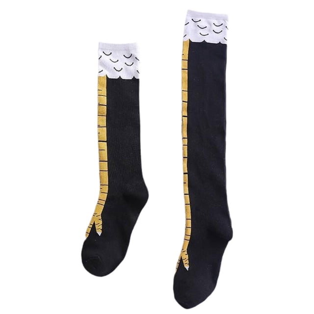 2 pares de calcetines cómodos y transpirables con forma de patas de pollo para cosplay, viajes y bodas. negro y amarillo