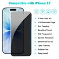 thumbnail image 2 of Protector de pantalla PEHAEL para iPhone 17 de 6,3" con privacidad, vidrio 9H, 2 of 7