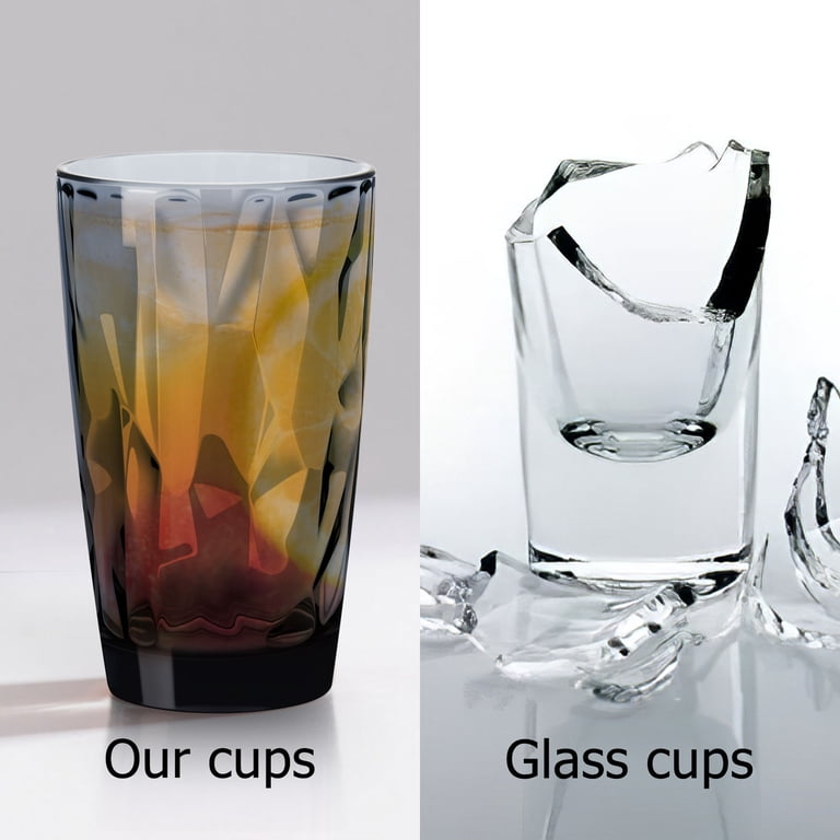 16 Ounces Unbreakable Plastic Drinking Glasses ,Set of 4 Shatterproof  Tumblers, Reusable Water Cups, Juice Wine Cups for Home Picnic Party,  Dishwasher Safe, Stackable,Gray - Walmart.com