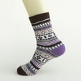 thumbnail image 6 of Lmnyox Women's Winter Vintage Socks 5 Pairs Thick Warm Print Crew Socks Soft Comfy Knit Socks for Women, 6 of 7