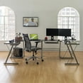 thumbnail image 2 of Manor Park Modern Glass Corner Computer Desk and Gaming Desk - Multiple Finishes, 2 of 7