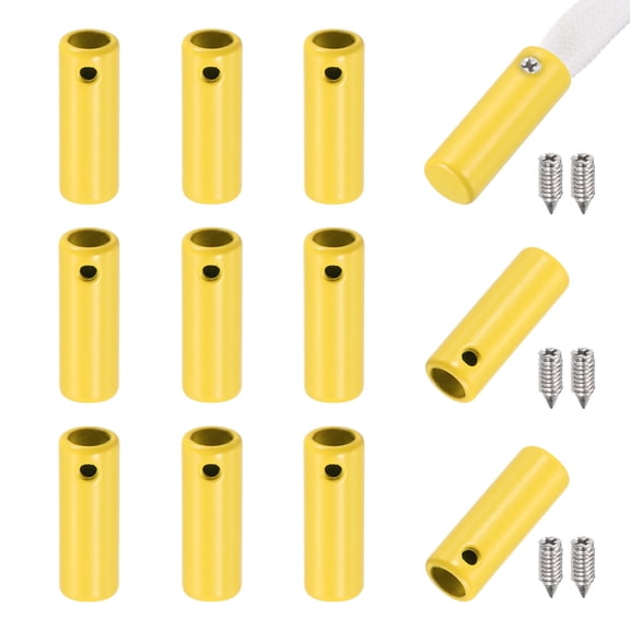 Uxcell 12 Pcs Shoelace Tips, 20mm Metal Aglets Shoes Lace Cords End Tip Cap Replacement with Screw for Canvas Sneakers DIY Clothes Strings, Yellow