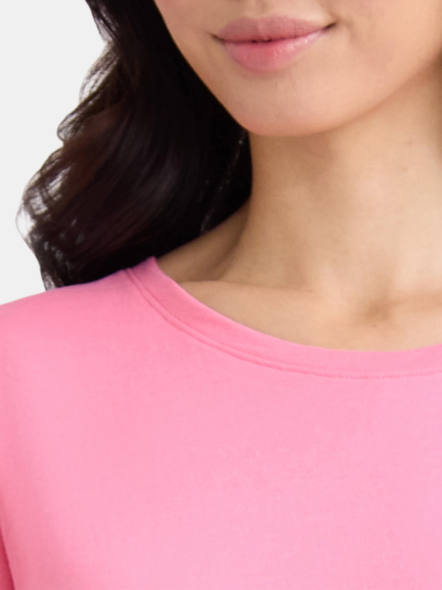 Time and Tru Women's Cotton Crewneck Tee with Short Sleeves, Sizes XS-XXXL