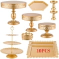 thumbnail image 1 of Juego de Soportes para Tartas Dorados, Juego de Soporte de Metal para Postre, Torre de Exhibición de Dulces de Frutas, Bandeja para Servir Pasteles y Magdalenas para Bodas o Cumpleaños, 1 of 4