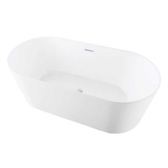 67 in. Aqua Eden Acrylic Double Ended Freestanding Tub with Center Drain, White