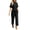 Black, variant on Women's Short Sleeve Casual Jumpsuit with Elastic Waist Pockets Summer Lightweight Solid Color Crew Neck Straight Leg One Piece Romper