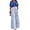 Blue-A, variant on Women Floral Two Piece Pants Set Short Sleeve V Neck Top Wide Leg Pants Matching Outfit Dressy Summer Set