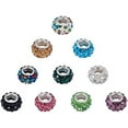 thumbnail image 4 of 100Pcs Random Mixed Color Rhinestone European Beads Hair Beads for Braids Crystal Charm Large Hole Spacer Beads, 4 of 9