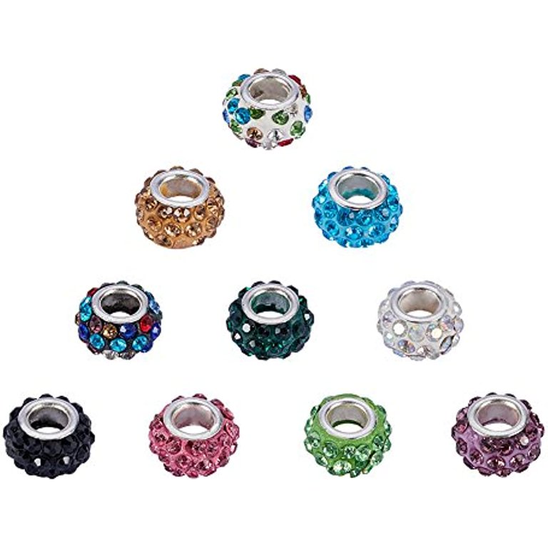 Large Hole Bead 4 Row Rhinestone Spacer Beads Mixed Color - Temu