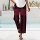 thumbnail image 4 of WILLBEST Pantalones Casuales para Mujer - Capri Holgado de Lino con Estampado Floral Bohemio, Rayas, Cintura Elástica y Cordón Ajustable para Relajarse y Actividades al Aire Libre. Extra Grande, 4 of 5