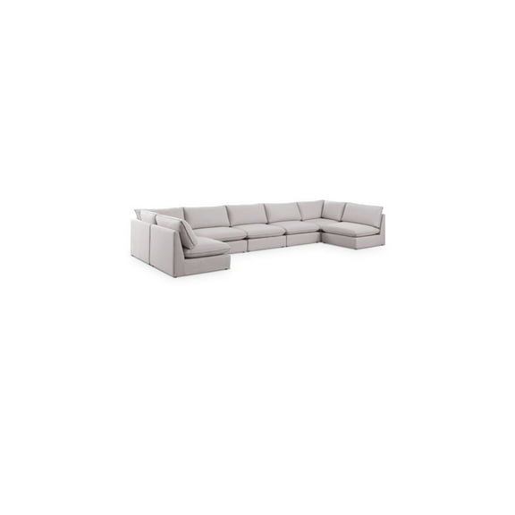 Meridian Furniture Mackenzie Beige Durable Linen Textured Modular Sectional