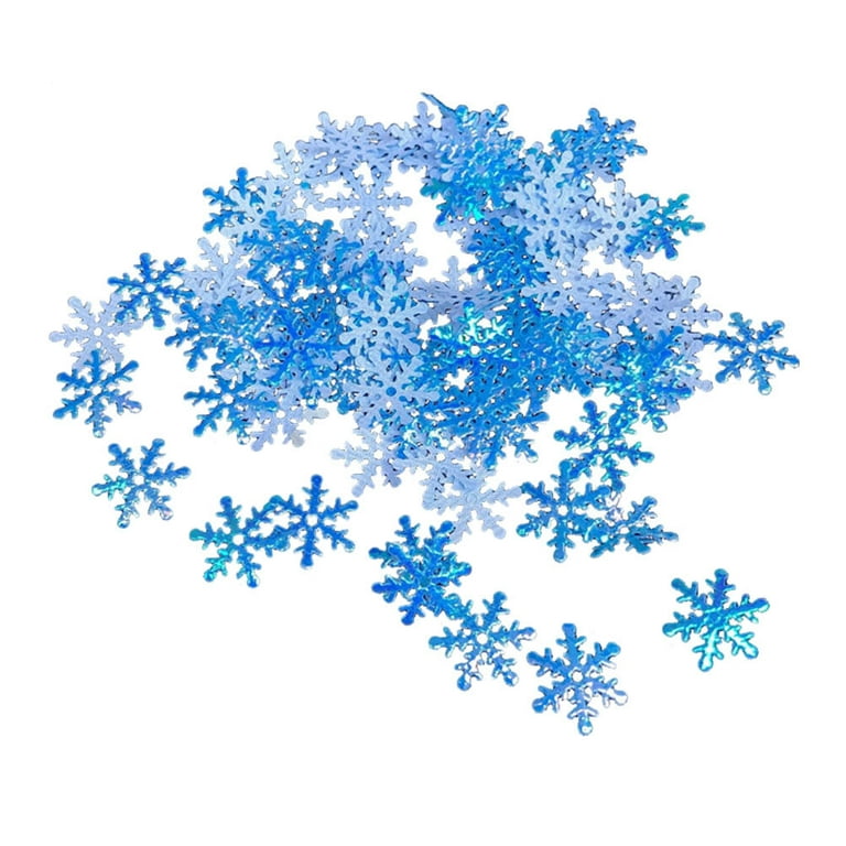 400pcs Creative Snow Shaped Confetti Plastic Snowflakes Confetti  Lightweight Snowflake Slices for Christmas Party (3.5cm Blue-100pcs, 2cm