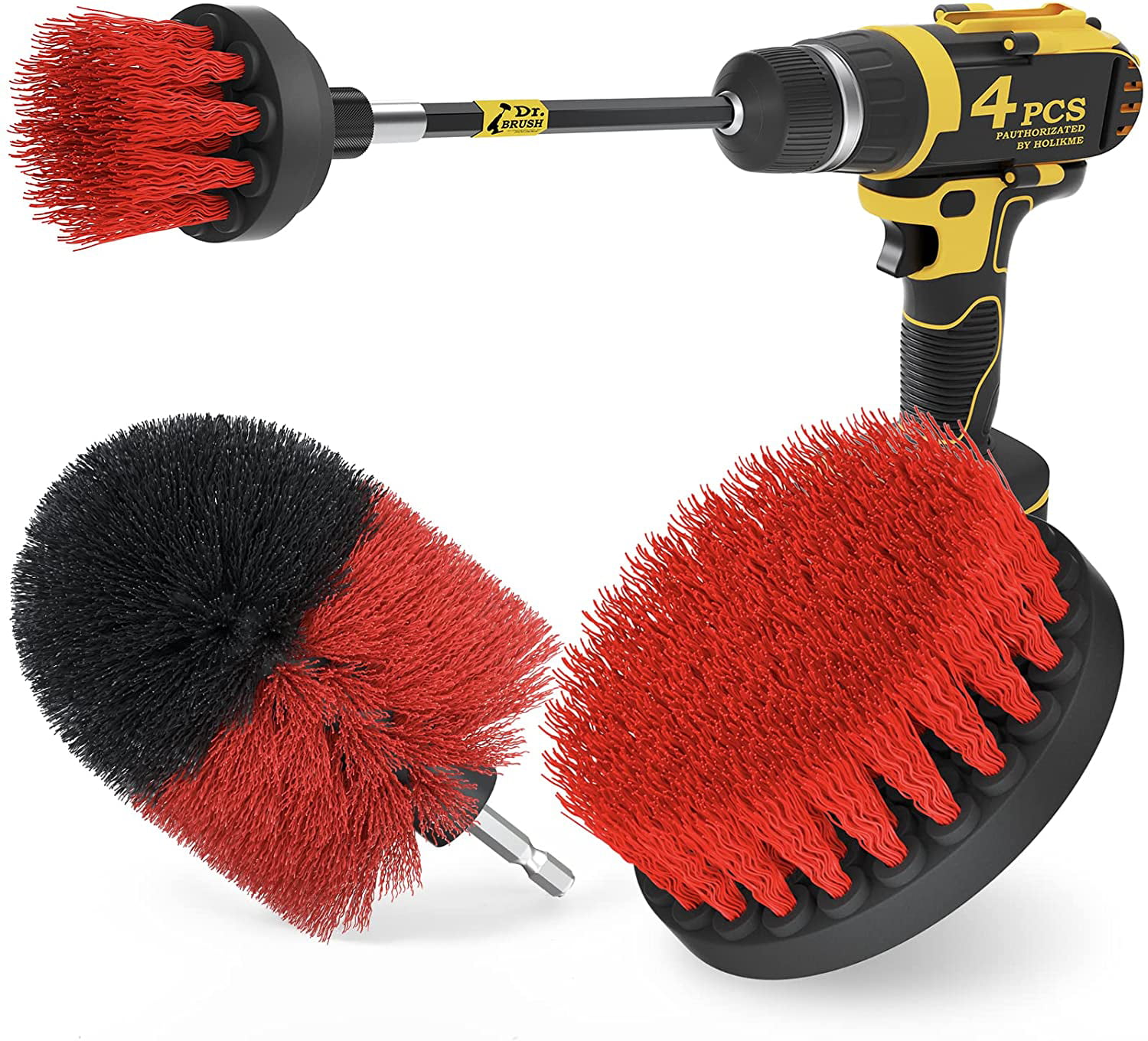 Holikme 4Pack Drill Brush Power Scrubber Cleaning Brush Extended Long Attachment 