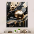 thumbnail image 2 of Designart "Marbled Euphoria Gold and Black III" Abstract Marble Metal Wall Decor, 2 of 5