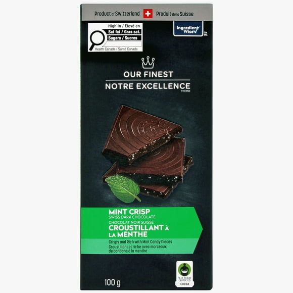 Our Finest Mint Crisp Swiss Dark Chocolate, 100 g