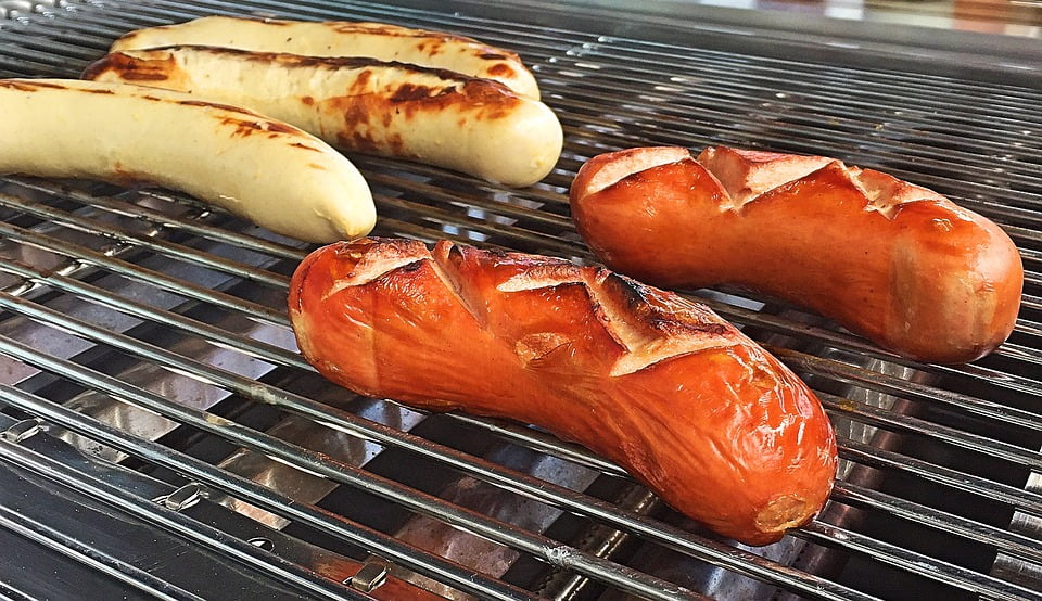 Grill Bratwurst Sausage Meat Barbecue Food Eat12 Inch By 18 Inch