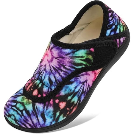Leisfit Woman Slippers Diabetic Orthopedic House Shoes, Wide Width Adjustable