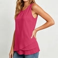 thumbnail image 3 of cocolona Womens Summer Linen Tank Tops Crew Neck Sleeveless Ruffle Hem Shirts Dressy Casual Tunic Solid Color Blouses, 3 of 6