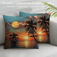 thumbnail image 3 of Orinice Sunset Palm Trees Body of Water Graphic Decorative Cushion Throw Pillow Cover for Home Couch Living Room Bed Sofa, Summer Square 1PC 20x20in, 3 of 5