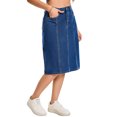 thumbnail image 4 of INSPIRE CHIC Women's Jean Skirts High Waist A Line Elastic Back Waist Casual Knee Length Denim Skirt L Dark Blue, 4 of 6