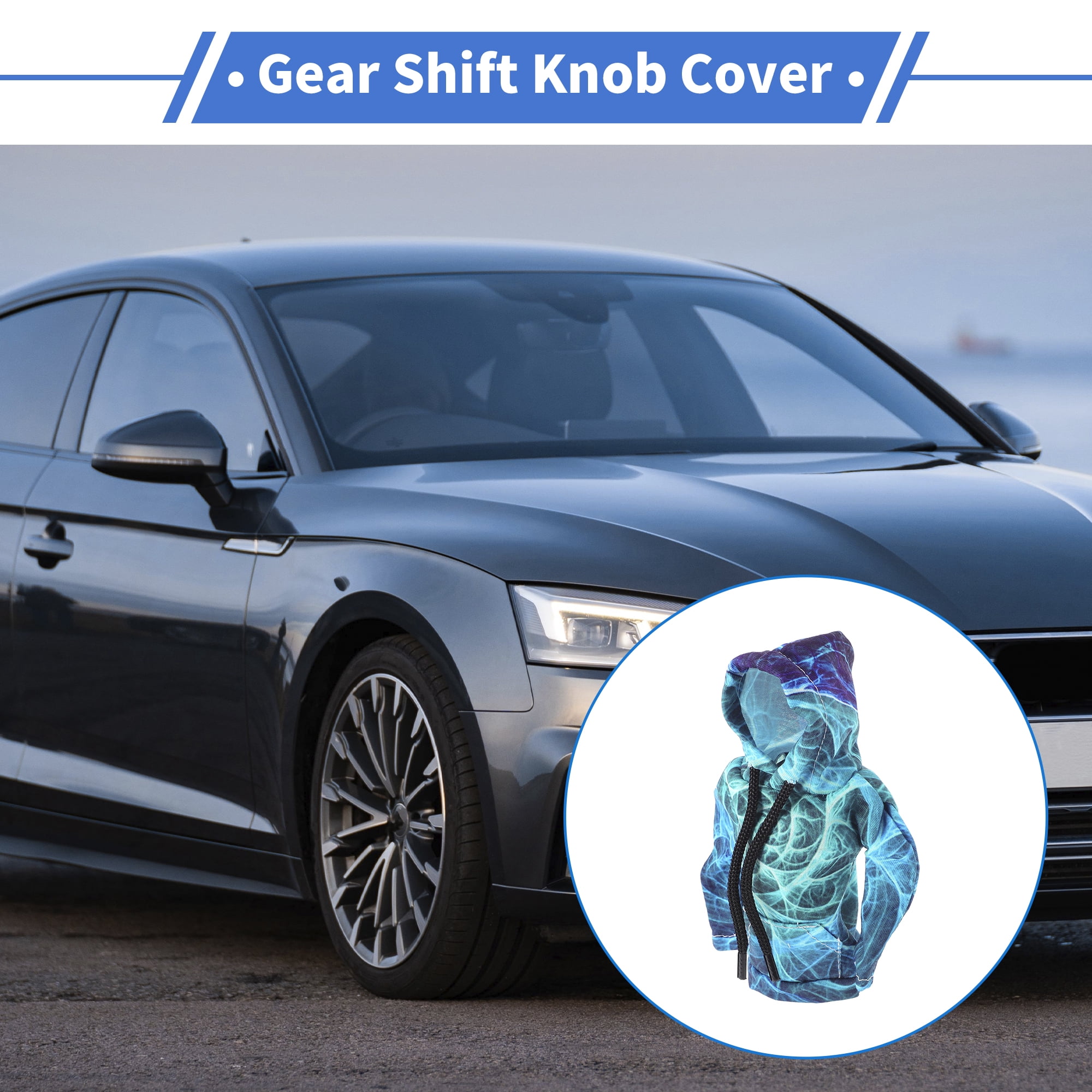 Unique Bargains Portable Gear Shift Knob Cover Protector 17x16cm Blue Green Polyester