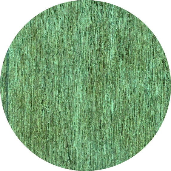 Ahgly Company Machine Washable Indoor Round Abstract Turquoise Blue Modern Area Rugs, 4' Round