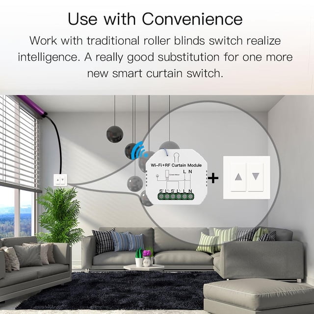 Tuya RF Roller Shutter Persianas Motor WiFi Módulo de interruptor de cortina con control remoto Wdftyju Libre de BPA