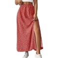 thumbnail image 3 of Lenago Skirts for Women Casual Summer Side Slit Print Elastic Waist Skirt Mid Cool Dress, 3 of 8