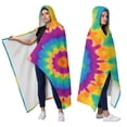 thumbnail image 2 of Wearable Blanket,Colorful Tie Dye Star Pattern Hooded Wearable Sherpa Blanket for Adults & Teens,Winter Poncho Shawl Wrap Cape Thick Warm,60"x80", 2 of 5