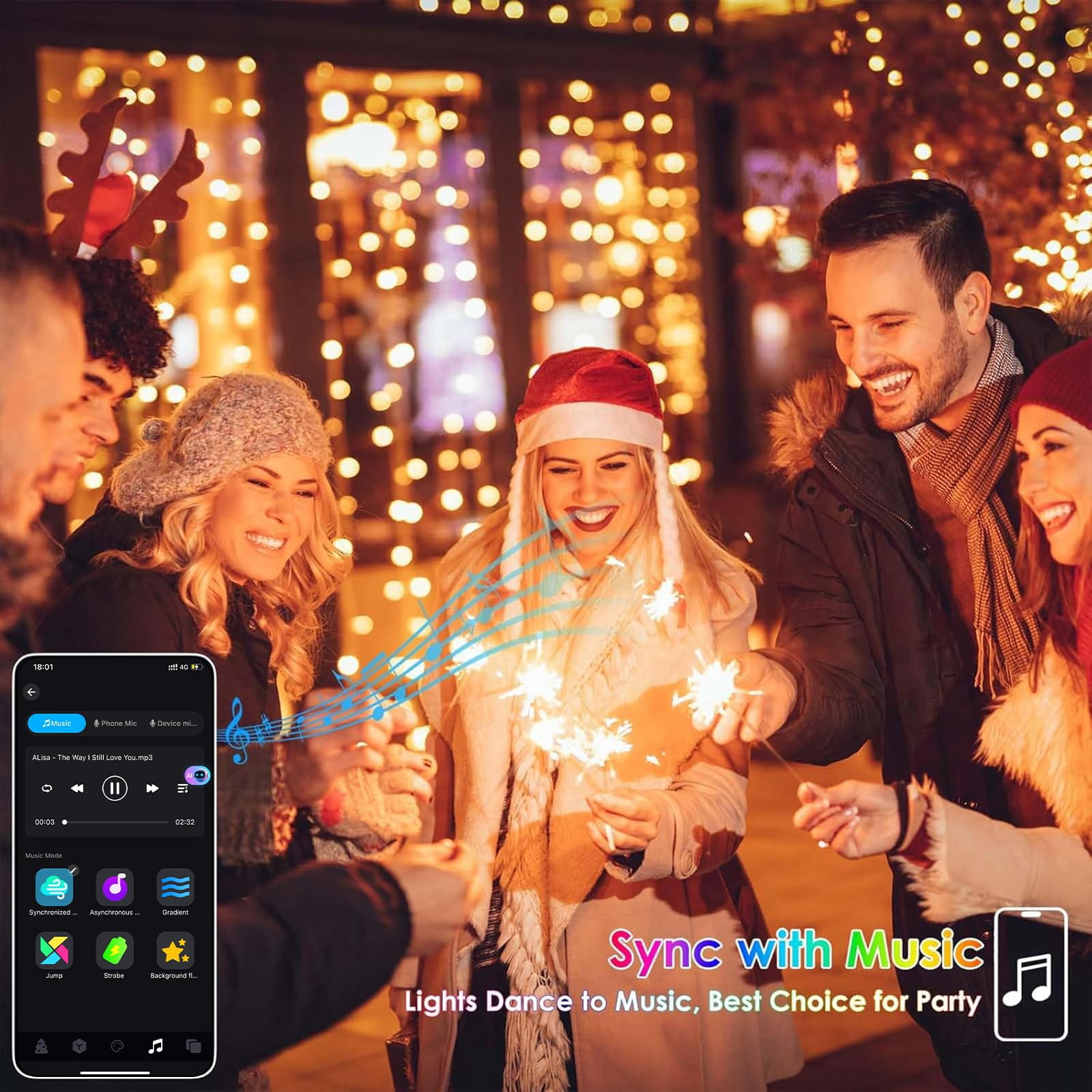 Smart Color Changing Christmas Lights, 66 FT 200 LED RGB String Lights with Remote App Control and Timer, Music Sync Multiple Modes Twinkle Mini Light Waterproof Indoor Outdoor