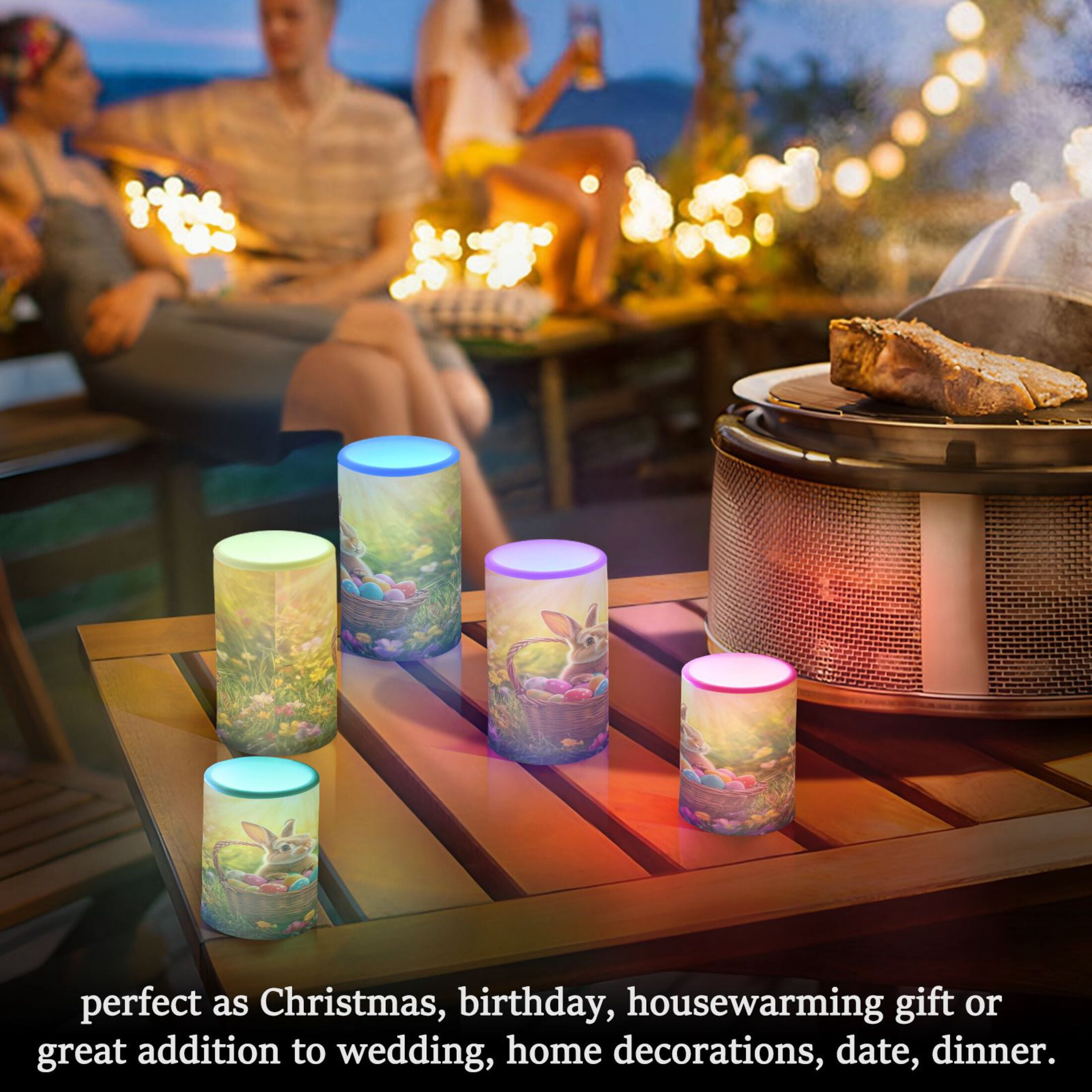 2 PCS Flameless Candles with Remote Timer LED Battery Operated Flickering Candle Light for Wedding Table Home Decoration Gifts A Easter Bunny