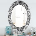 thumbnail image 3 of Designart 'Geometric Leaves In Black and White' Traditional Mirror - Oval or Round Wall Mirror, 3 of 3