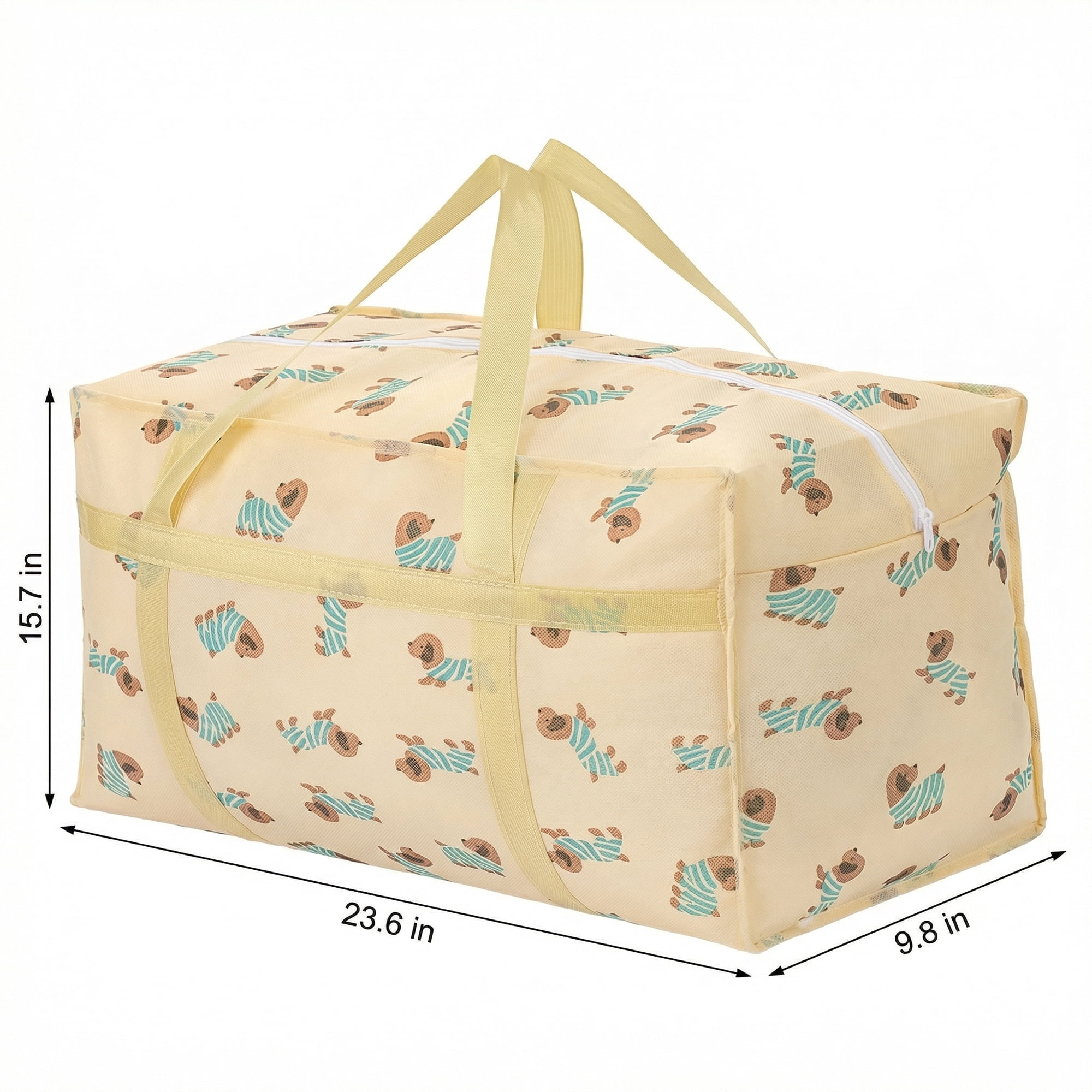 Unique Bargains Floral Clothes Storage Bags for Organizing Clothing Beige 23.6"x15.7"x9.8"
