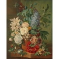 thumbnail image 2 of Albertus Jonas Brandt 20x24 Black Ornate Framed Double Matted Museum Art Print Titled: Flowers in a Terra Cotta Vase (1810 - 1824), 2 of 5