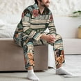 thumbnail image 5 of Wukai Vintage Art Butterfly Flower Men's Long-Sleeve Pajama Set - Comfortable Sleepwear with Button-Down Shirt and Pants-X-Large, 5 of 6