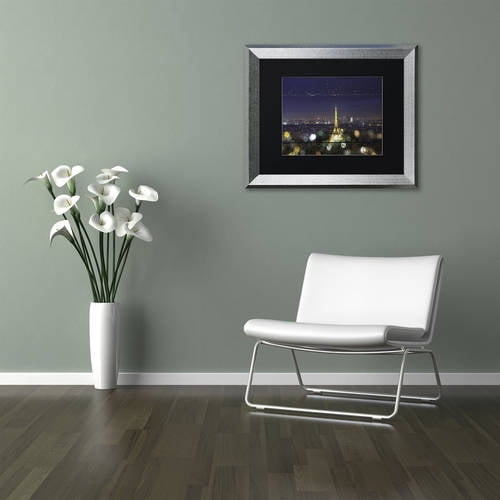 Trademark Fine Art "Fireworks of Rain in Paris" Canvas Art by Mathieu Rivrin, Black Matte, Silver Frame