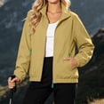 thumbnail image 3 of Women's Windbreaker Jackets without Hood Full Zip Stand Lapel Collar Windproof Waterproof Nylon Fall Coat (M, Yellow), 3 of 7