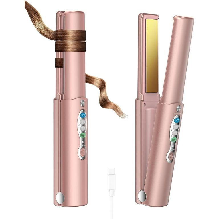 Portable Titanium Cordless Hair Straightener Heats Up in Seconds Lasts Up to 50 Minutes USB C Rechargeable Dual Voltage Mini Travel Flat Iron