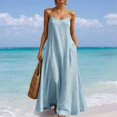 thumbnail image 3 of Effortless Summer Bohemian Dress for Everyday Wear Lightweight Loose Fit Sleeveless V-Neck Free Classic Blue M, 3 of 8
