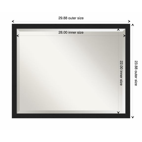 Amanti Art Grace Brushed Metallic Black Narrow Framed Wall Mirror - 17.88 x 21.88 in