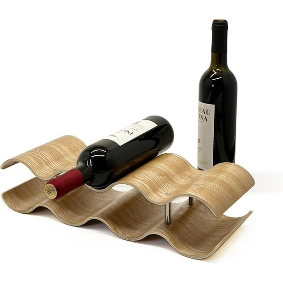 Wine Racks Countertop, 2-Tier Wooden Wine Rack Inserts for Cabinet, Bottle Holder Stand, 7 Bottles Freestanding Wine Storage Cabinet Shelf Organizer for Home Décor, Bar and Pantry