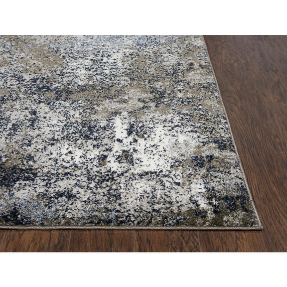 Alora Decor Venice 5'3"x7'6" Abstract Silver/Blue/Taupe Power-Loomed Area Rug