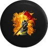 Fireball Flames Firefighter Holding Axe Spare Tire Cover for Jeep RV 31 Inch