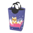 thumbnail image 2 of Vsdgher Dog Washes in a Pink Bath Print Square Laundry Bag Large Collapsible Dirty Clothes Bags With Handles Waterproof Essentials Storage For College Dorm, Family, 2 of 6