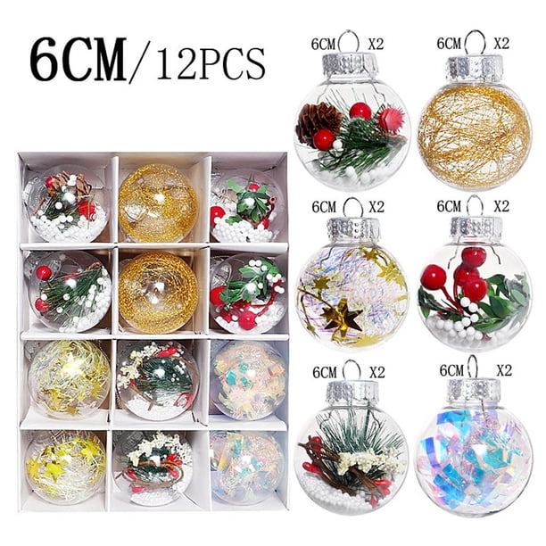 pstuiky 12 adornos navideños de bolas para decorar el árbol de Navidad. Adornos navideños de varios estilos para fiestas. Bolas de plástico para decorar árboles de Navidad.