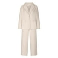 thumbnail image 5 of Women's 2 Piece Blazer Outfits Business Casual Office Work Outfits Dressy Jacket Wide Leg Pants Suit Sets (XL, Beige), 5 of 6