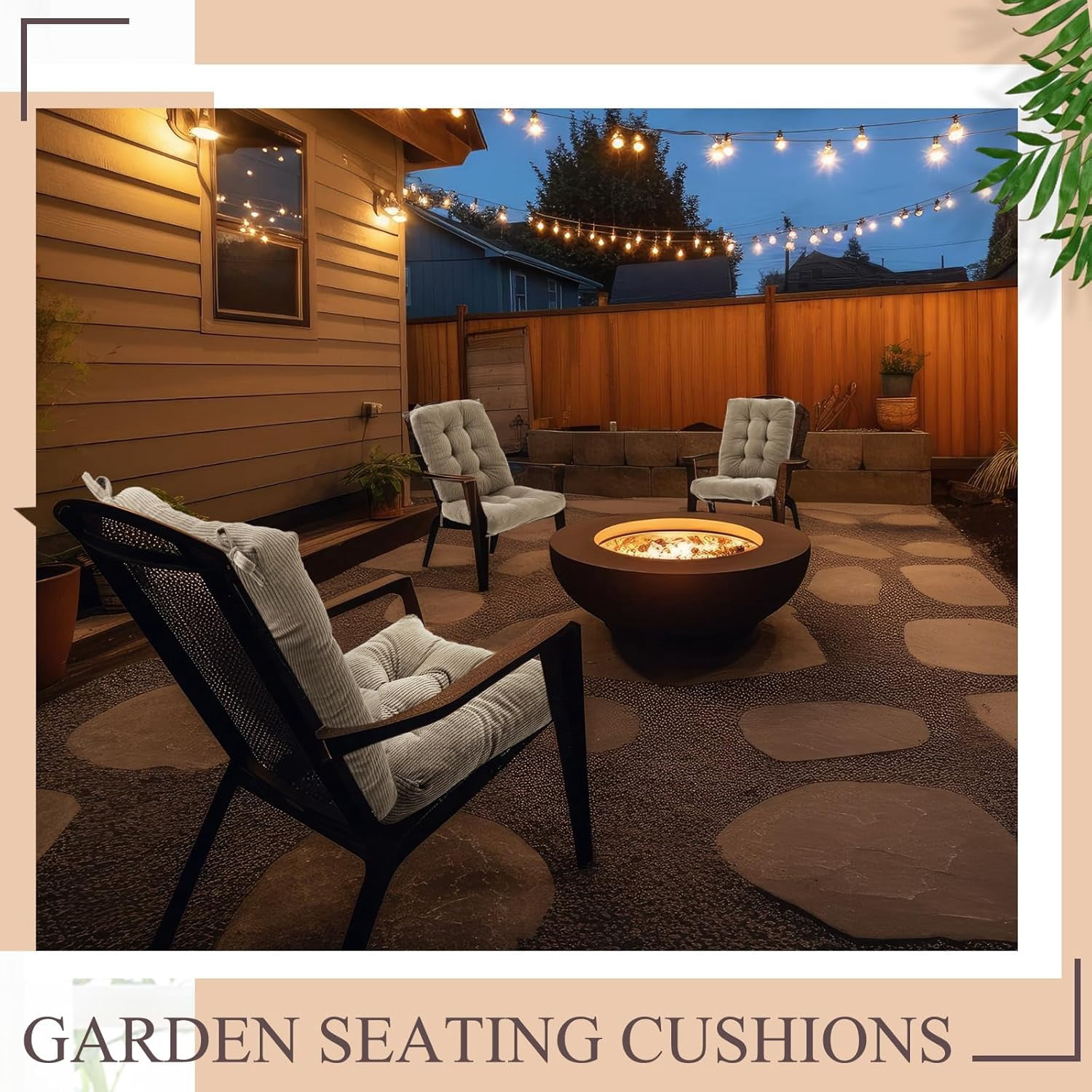 4 Set Outdoor Patio Chair Cushions Corduroy Seat High Back Tufted Pillow Replacement Rocking Patio Chair Pads for Outdoor Indoor Home Office (Beige)